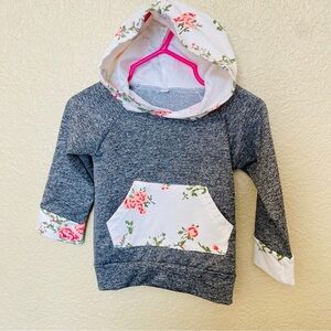 Girls floral hoodie size 70 6-12 months grey